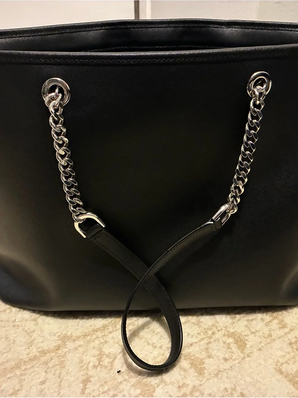 Michael Kors Black Leather Chain-Detail Tote